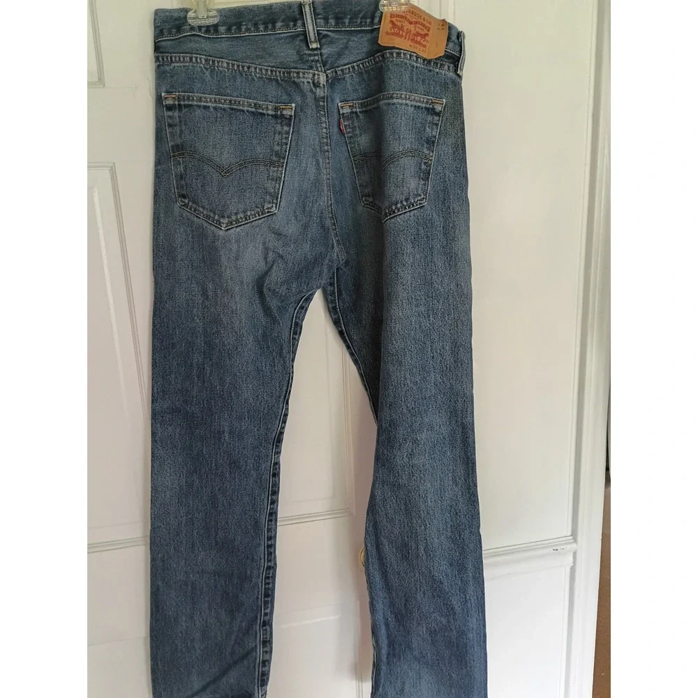 Levis 501 Original Fit Jeans Mens 36x34 Blue Medium Wash Straight Leg Button Fly